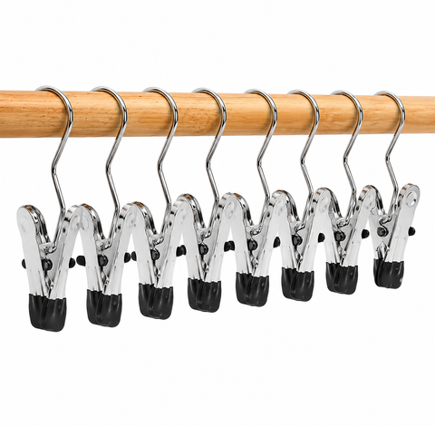 Stainless Steel Hanger Clips with Rubber Tip (10 Pcs, 4.52 Inches)