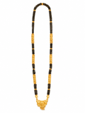 Premium Black Bead Mangalsutra with Intricate Gold-Tone Pendant for Women