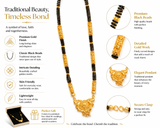 Premium Black Bead Mangalsutra with Intricate Gold-Tone Pendant for Women