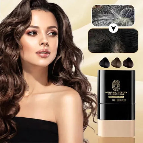 Portable Hair Dye Touch-Up Stick – Instant Gray & Black Coverage with Built-in Comb