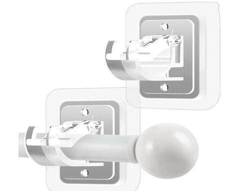 Self-Adhesive Curtain Rod Holder Brackets (Pack of 4) – No-Drill Wall Mount Rod Retainer Hooks for Bathroom, Kitchen, & Bedroom Towel & Curtain Rods