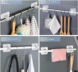 Self-Adhesive Curtain Rod Holder Brackets (Pack of 4) – No-Drill Wall Mount Rod Retainer Hooks for Bathroom, Kitchen, & Bedroom Towel & Curtain Rods