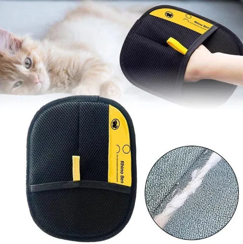 Rhino Ben Dual-Sided Pet Hair Removal Mitt – Electrostatic Mesh Fur Remover & Grooming Glove for Shedding Cats & Dogs