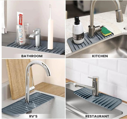 Premium Silicone Sink Faucet Mat – Splash Guard & Drip Catcher for Kitchen, Bathroom, & RV Countertops (Pack of 1, )